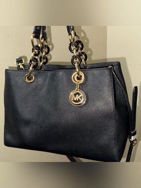 Michael Kors Black Saffiano Satchel with Gold Hardware